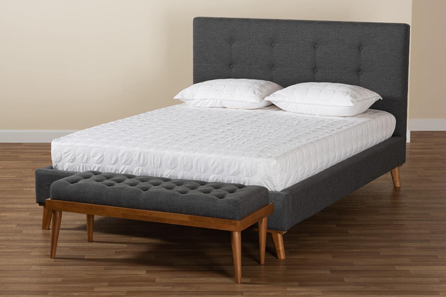 Baxton Studio Valencia Fabric Upholstered Queen Size Bedroom Set - Thumbnail 3