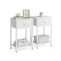 VASAGLE Nightstands, Set of 2 Side Tables with Fabric Drawer, 24-Inch Tall End Tables with Storage Shelf, Bedroom, White ULGS221