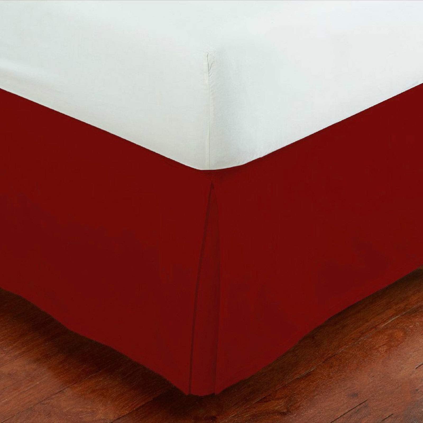 Mk Collection 100% Long Staple Brushed Microfiber Comfortable Pleated Bed-Skirt Solid New (Queen, Red)