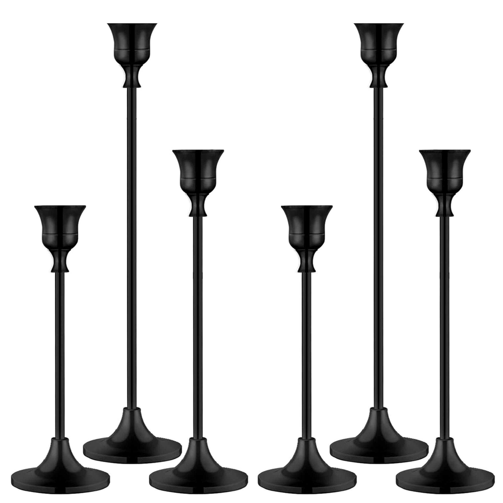 VOELIGT 6PCS Black Candlestick Holders Taper Candle Holders Metal Candle Sticks Holder Decor for Halloween Friendsgiving Thanksg