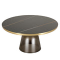 Glass Coffee Table Grey glass, Gold Rim Black Sintered Stone Top