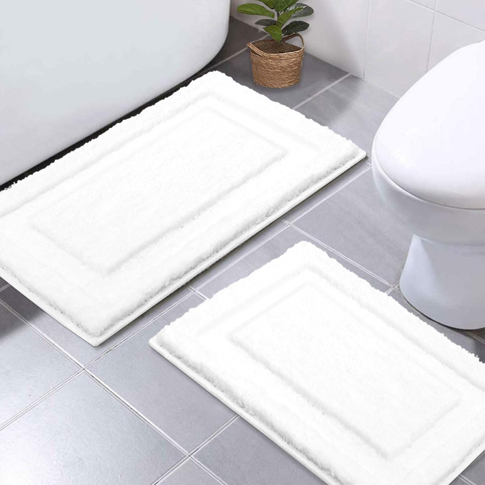 SHACOS Super Soft Bathroom Rugs Set of 2 Pieces 16x24 + 20x32 inch Non Slip Small Bath Rugs Microfiber Washable Absorbent Bath M