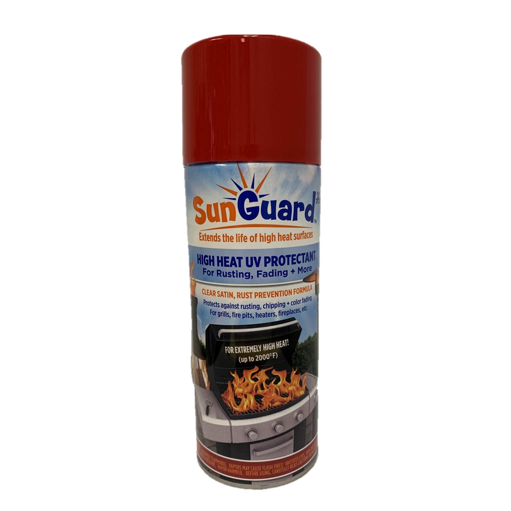 Sunguard Extreme High Heat (Up To 2000F) Uv Protectant Clear Satin Spray Prevents Rusting, Color Fading, Chipping, Corrosion + M