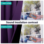 Nicetown 100% Blackout Curtains With Black Liner Backing, Thermal Insulated Curtains For Living Room, Noise Reducing Drapes, Royal Purple, 37' Wide X 40' Long Per Panel, Set Of 2 Panels
