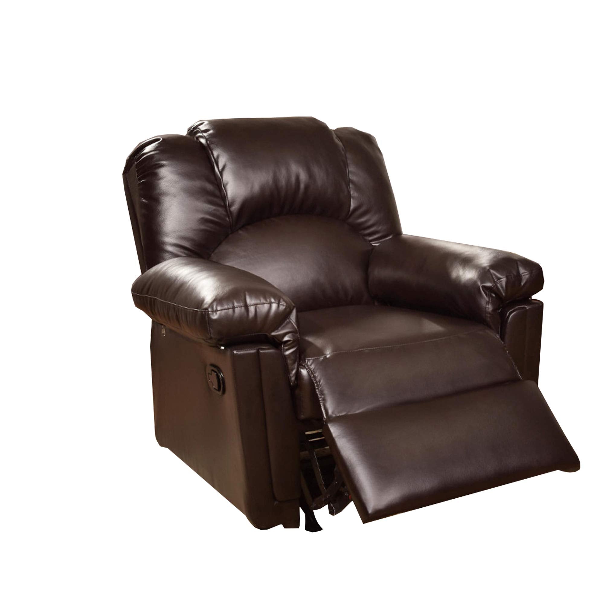 Benjara , Brown Bonded Leather Recliner