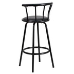 Flash Furniture Charla Crown Back Black Metal Barstool with Black Vinyl Swivel Seat