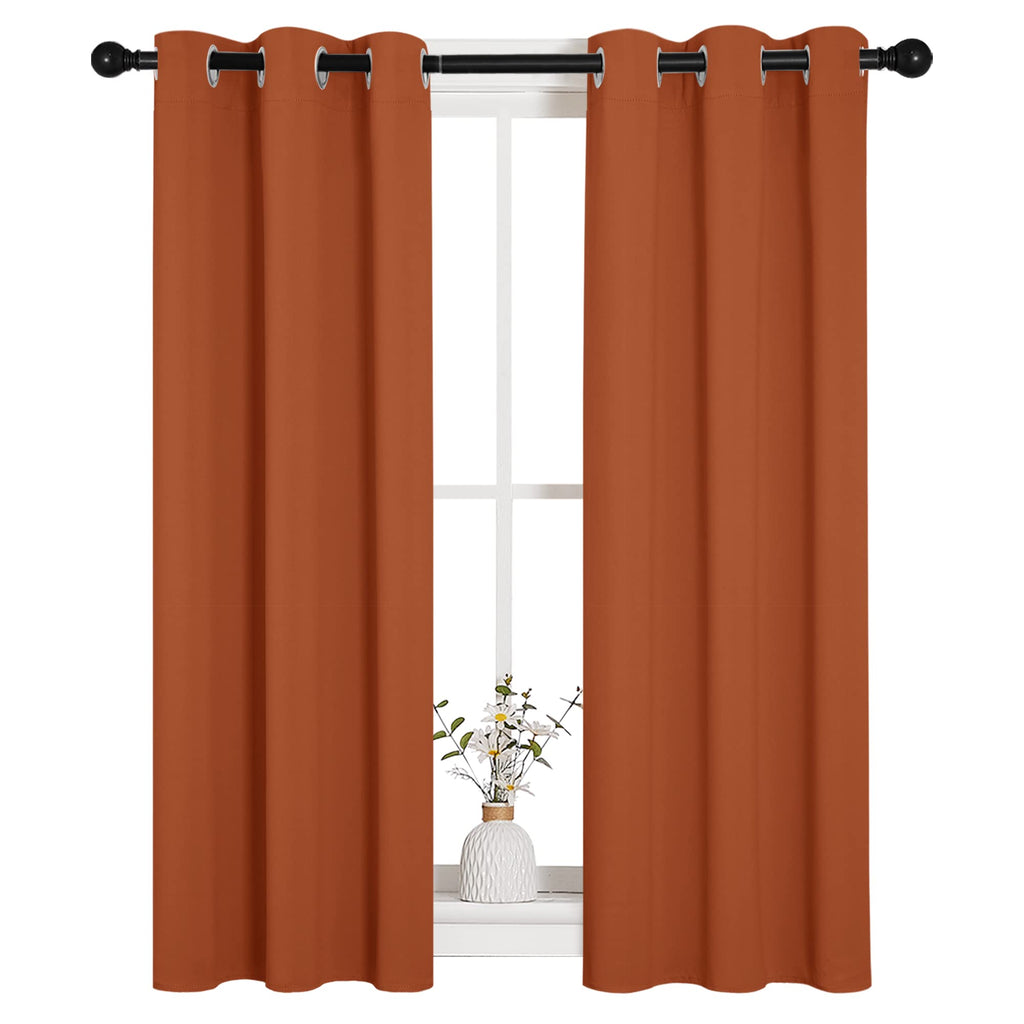 Nicetown Halloween Burnt Orange Window Curtains Blackout Drapes, 1 Pair, 29 By 40 Inches, Thermal Insulated Solid Grommet Blacko