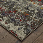 HomeRoots Polypropylene, Polyester 7' x 10' Distressed Grey Blue Machine Woven Indoor Area Rug