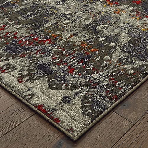 HomeRoots Polypropylene, Polyester 7' x 10' Distressed Grey Blue Machine Woven Indoor Area Rug