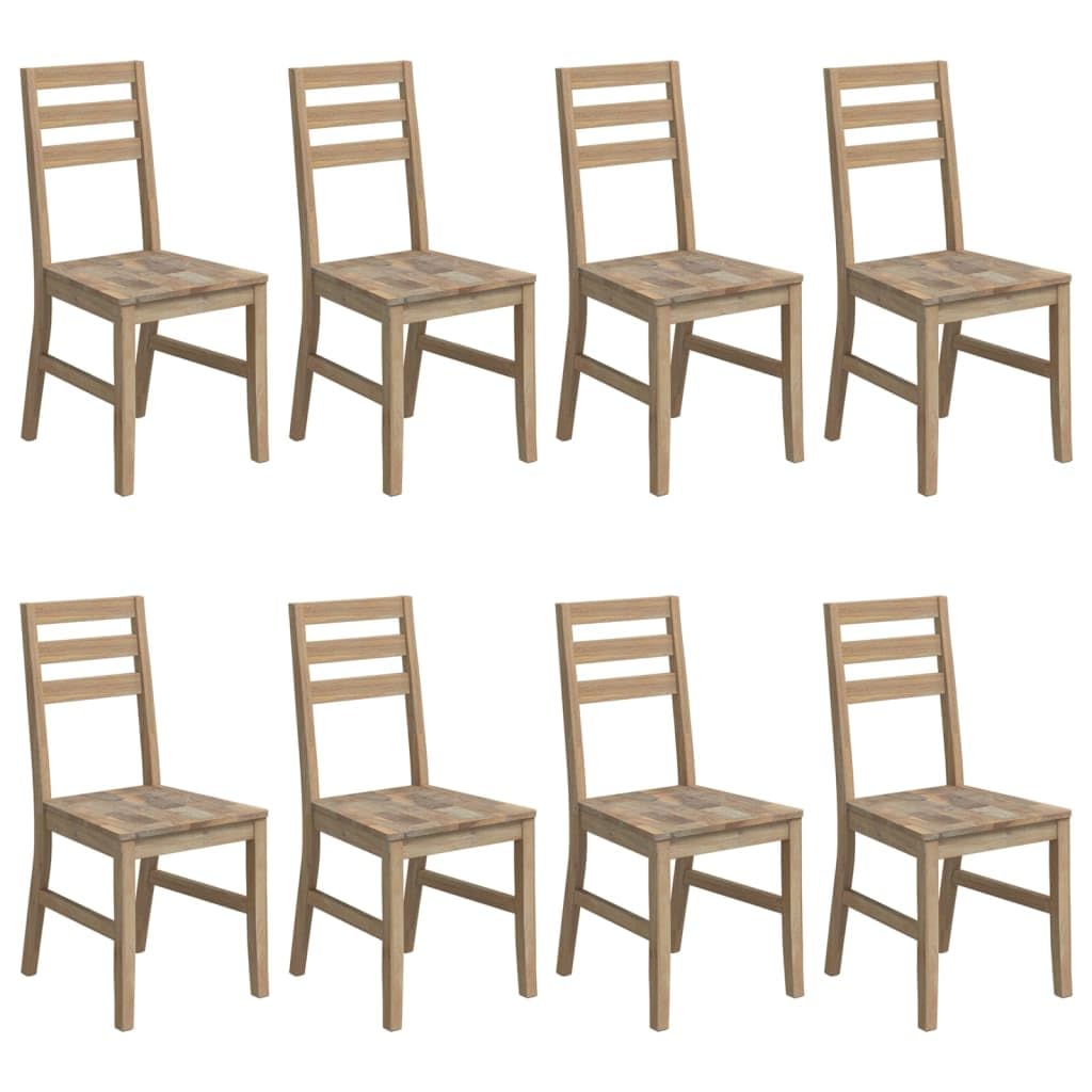 vidaXL Dining Chairs - Pack of 8 Solid Acacia Wood Chairs with Sturdy Construction and Brushed Finish - Designed with Comfortable Backrest