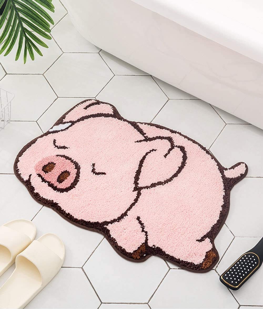 Pink Pig Design Cute Bathroom mat,Showroom Bathmat,Non-Slip Bath Rugs,Play Carpet Area Rug for Kids,Photography Props,Home Decor
