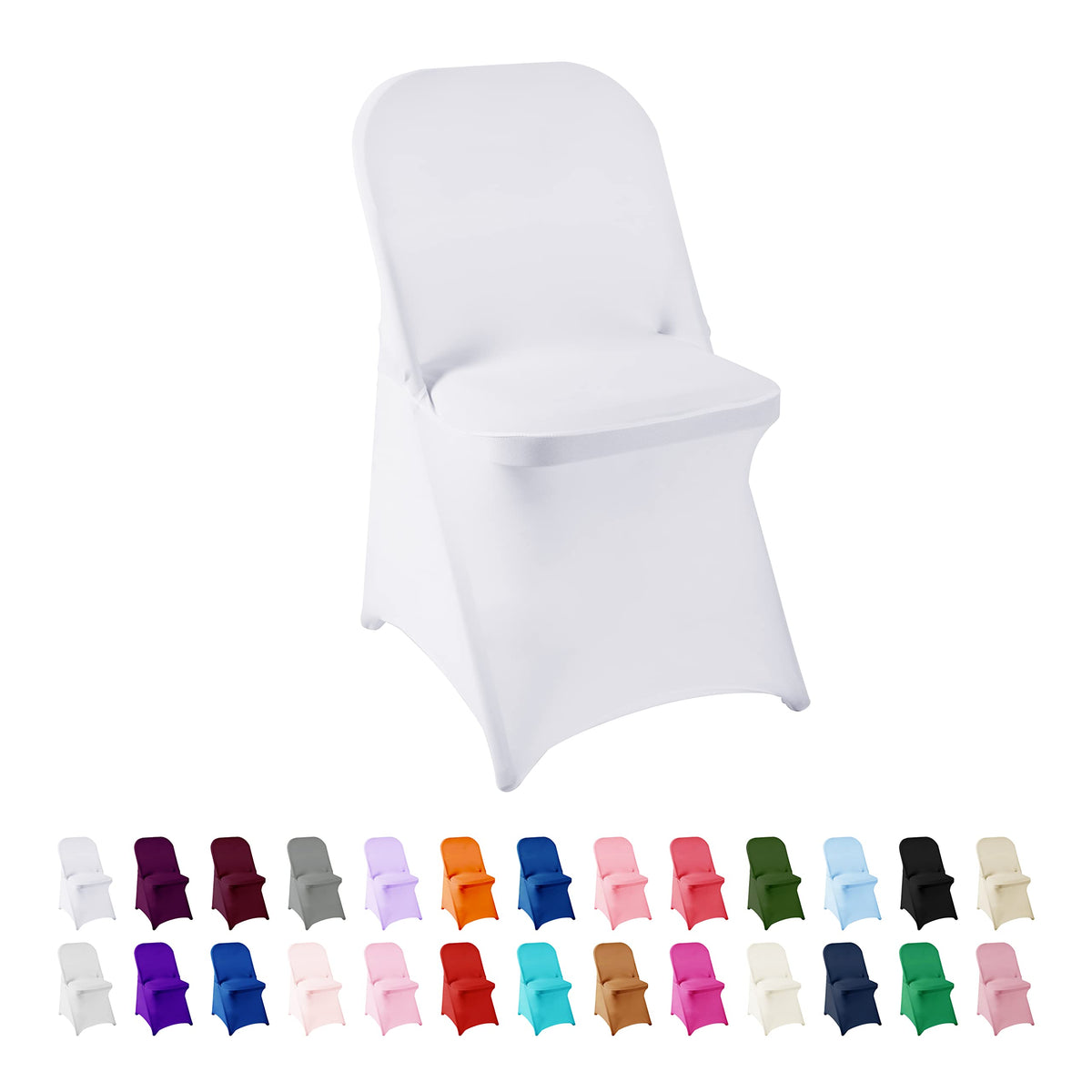 Algaiety Spandex Chair Cover,25Pcs ,Chair Covers,Living Room Folding Chair Covers,Removable Chair Cover Washable Protector Stretch Chair Cover For Party, Banquet,Wedding Event,Hotel(White)