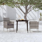 vidaXL Patio Dining Set 3 Piece, Outdoor Dining Set for 2, Table and Chair with Cushions, Dining Chair for Garden Backyard, Gray and Black