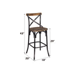 Acme Bar Stool in Walnut and Antique Black