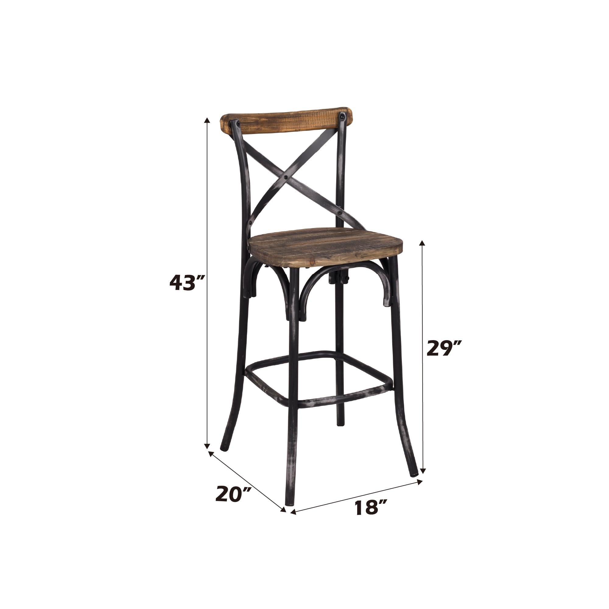 Acme Bar Stool in Walnut and Antique Black