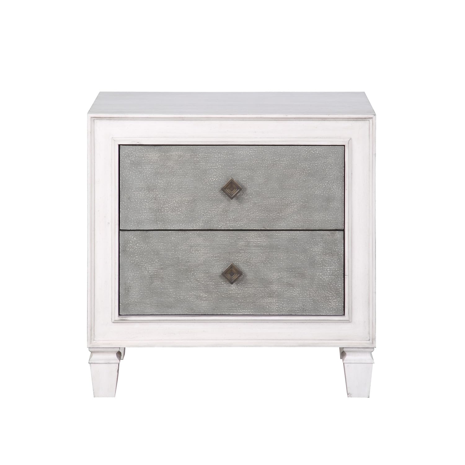 Acme Katia Nightstand in Rustic Gray and Weathered White