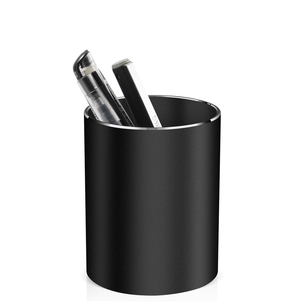 hongQue Black Aluminum Alloy Waterproof Pen Holder - Modern Minimalist Desktop Office Supplies for Home, Kids, and Schools