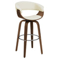 Zion Upholstered Swivel Bar Stool, Walnut and Ecru