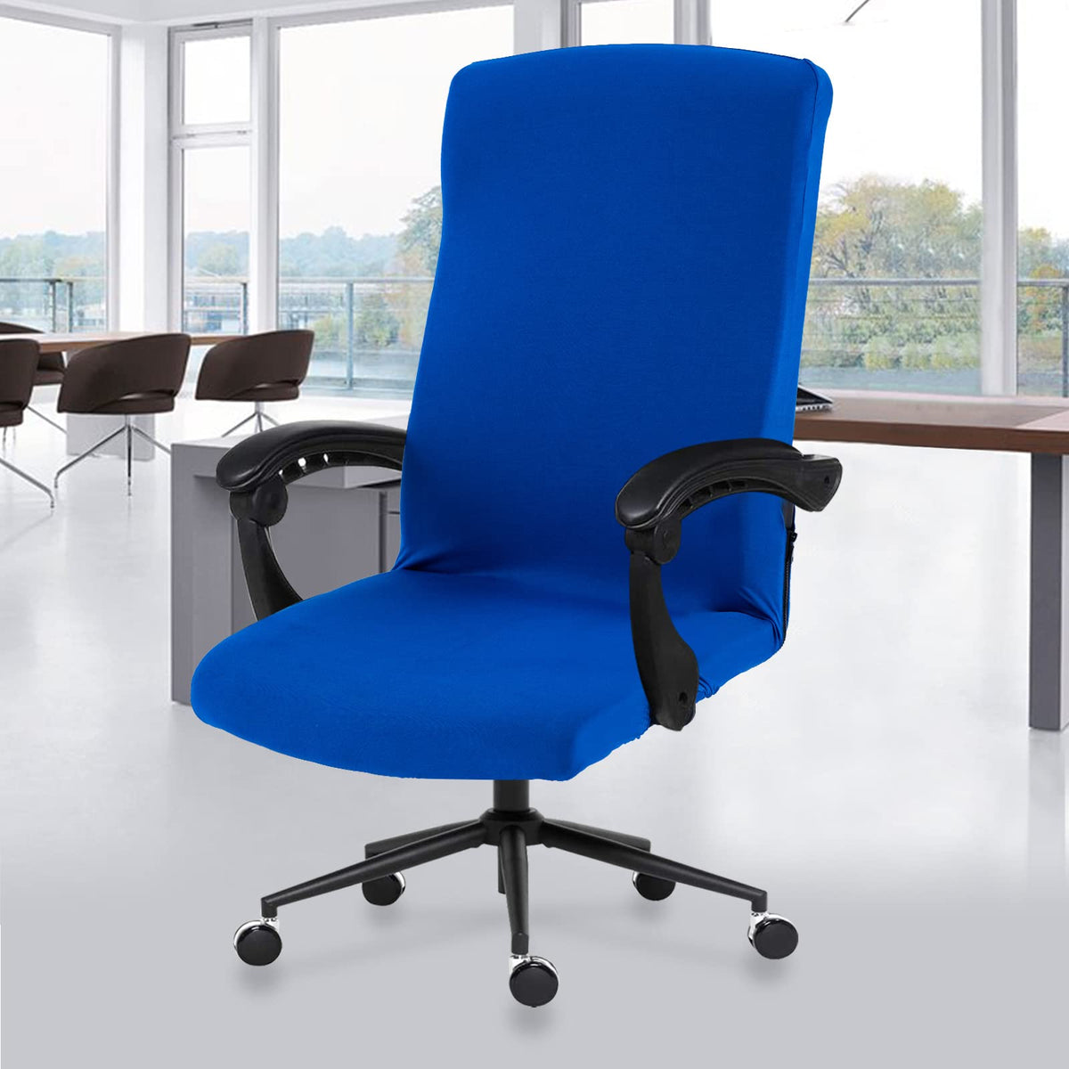 Stretch Computer Office Chair Cover with Durable Zipper - Universal Washable Removable Spandex Rotating Boss Chair Slipcovers - 