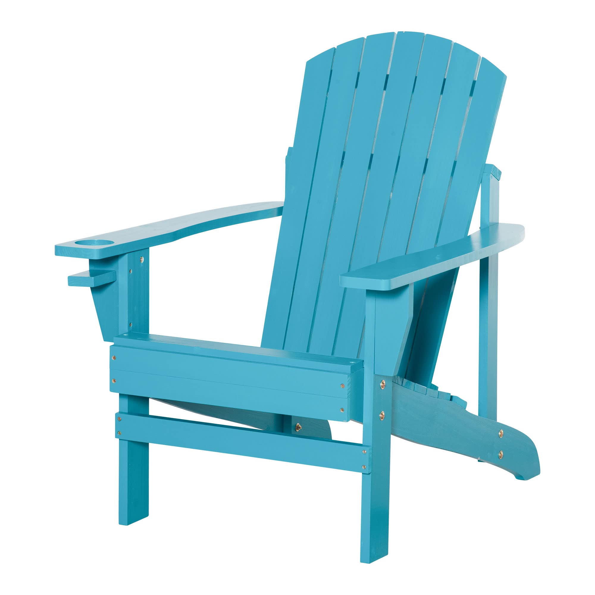 Outsunny Wooden Adirondack Chair, Outdoor Patio Lawn Chair with Cup Holder, Weather Resistant Lawn Furniture, Classic Lounge for