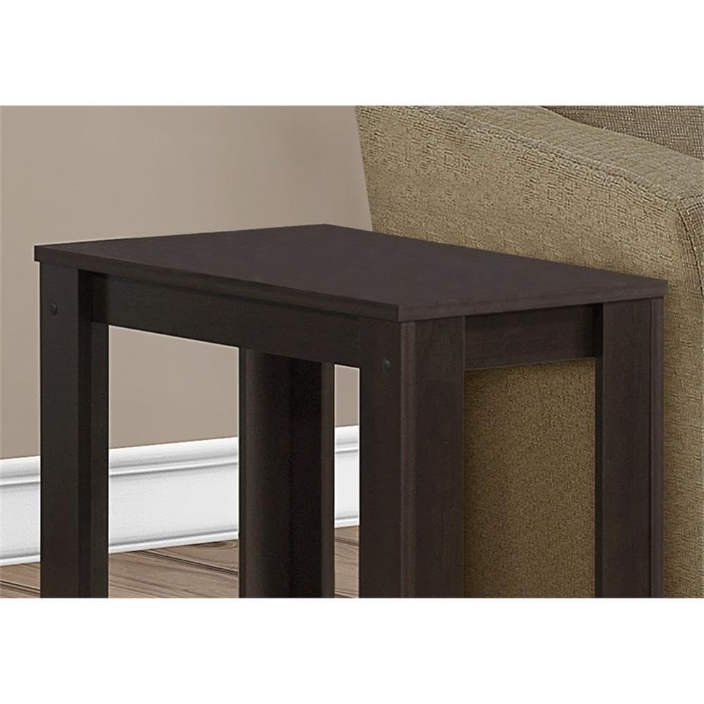 Monarch Specialties I Accent End Side-Lamp Table With Shelf, 24&quot; X 12&quot; X 22&quot;, Cappuccino
