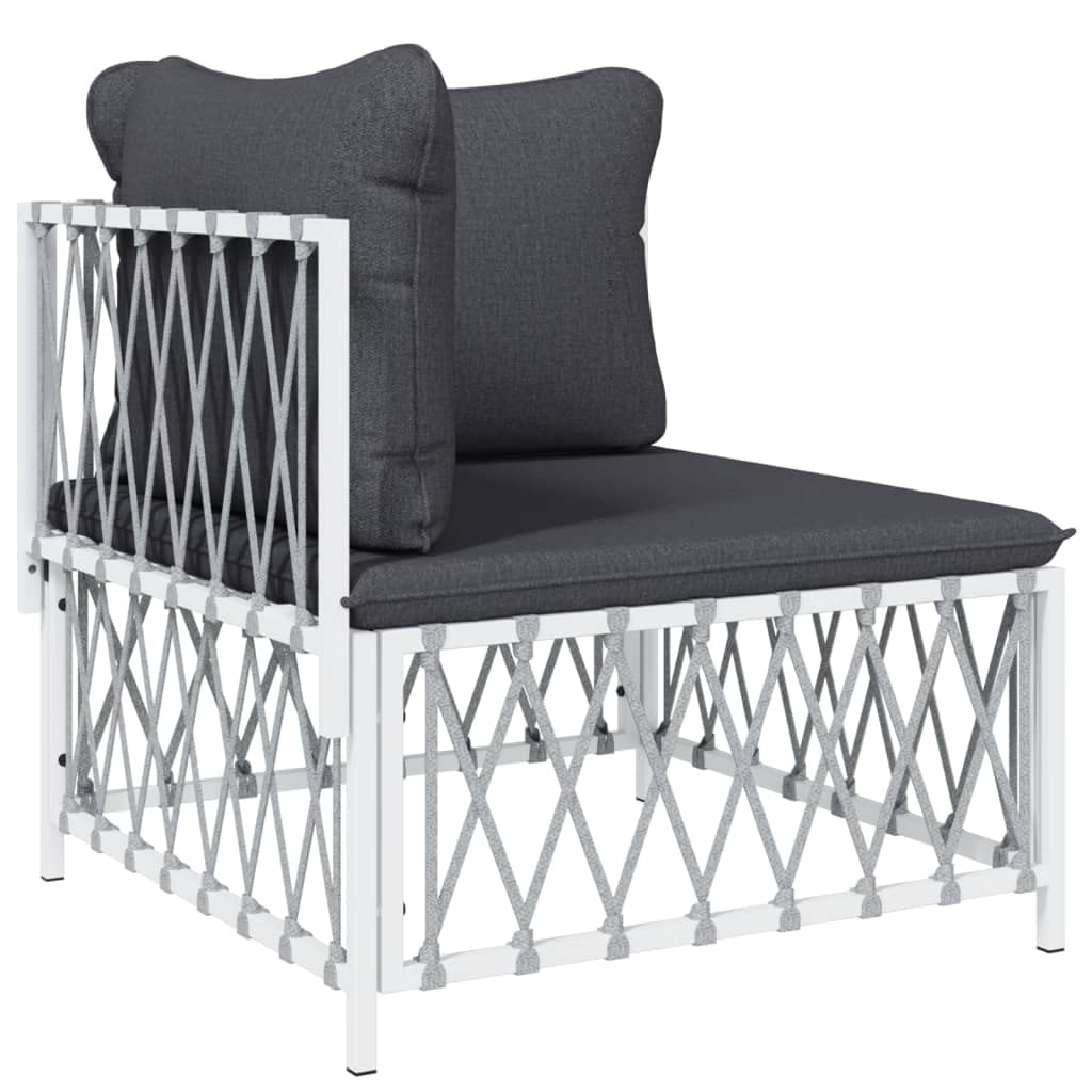vidaXL Modern Patio Lounge Set with White Steel Frame - Durable Outdoor Furniture with Powder-Coated Construction and Comfortable Cushions - Versatile and Modular Design for Personalized Configura...