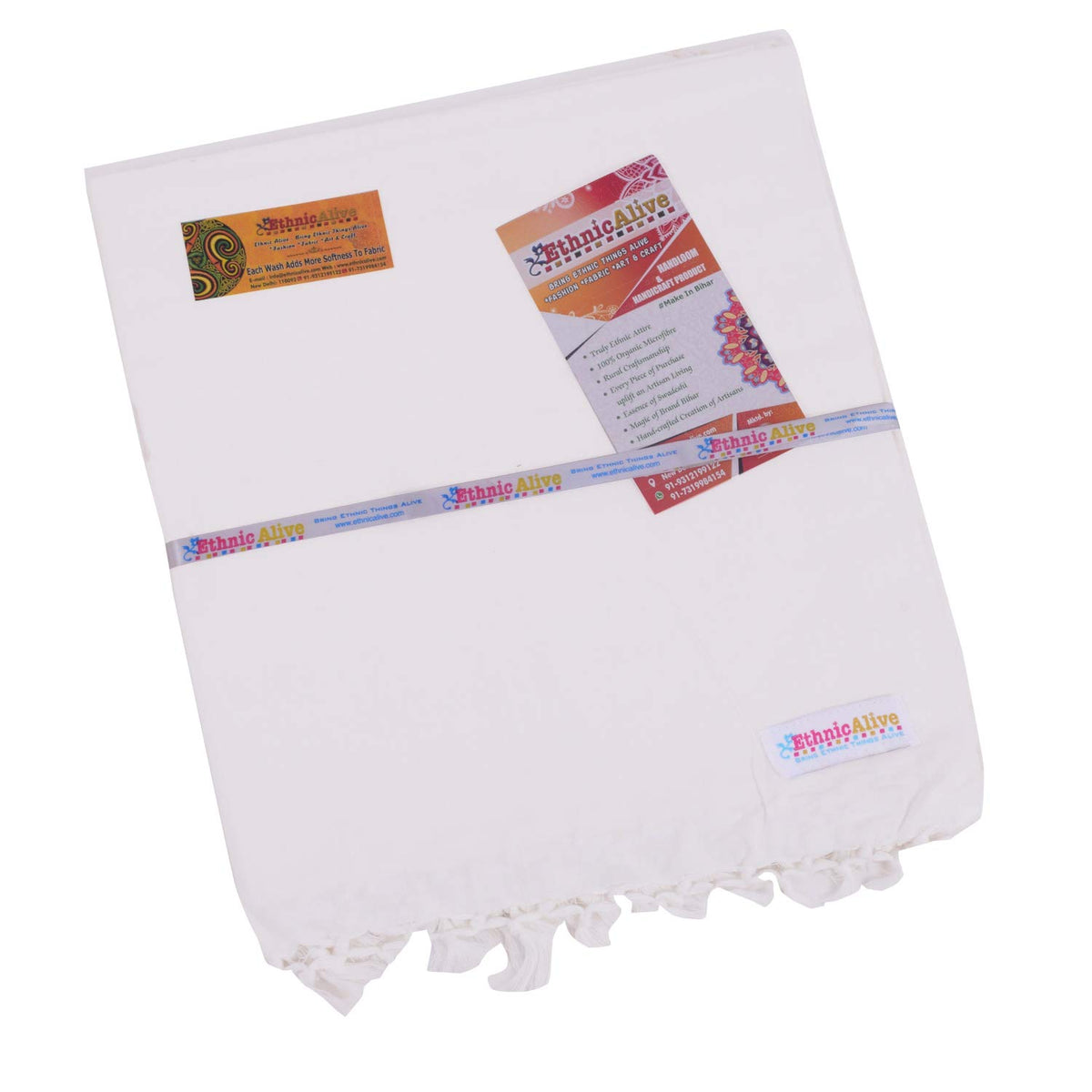 EthnicAlive Plain Bhagalpuri Fabric Single Chadar/Comforter (225 x 125 cm, White)