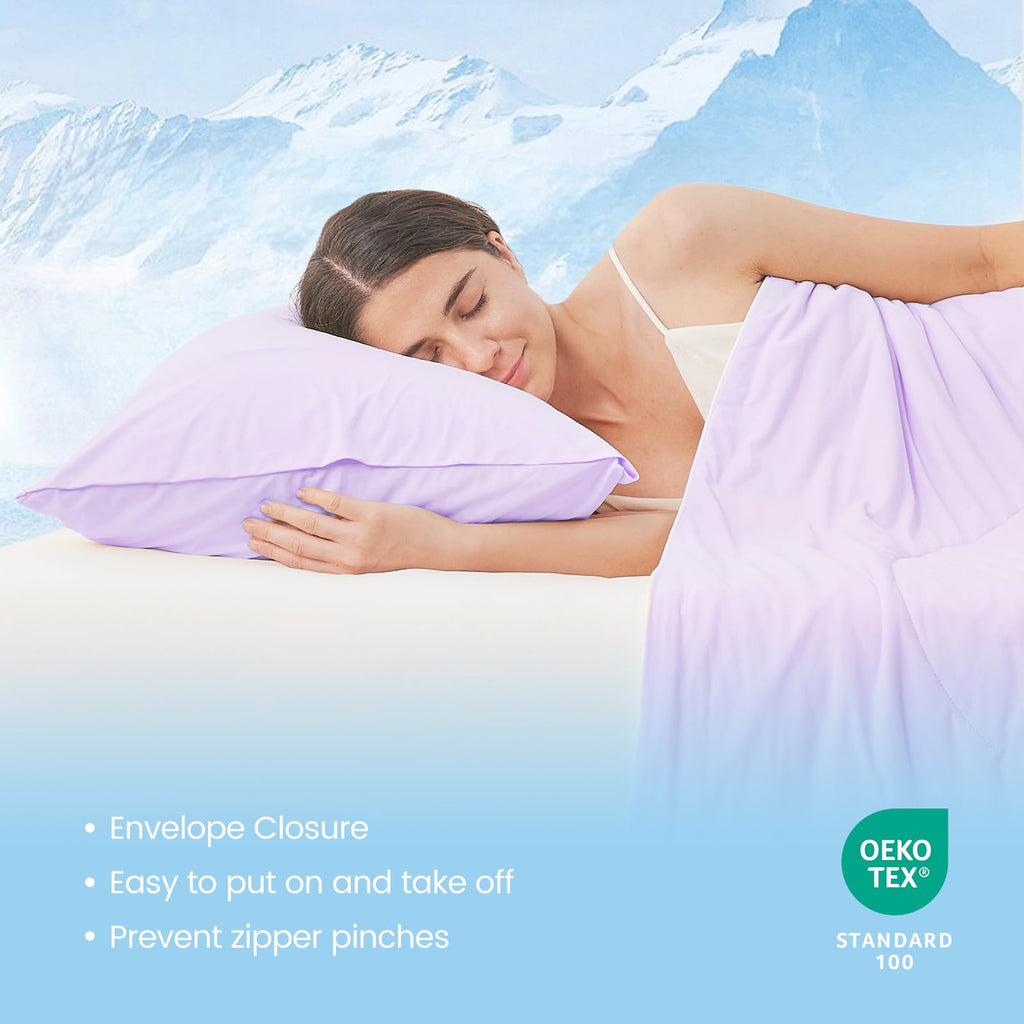Cozy Bliss Cooling Pillowcases For Hot Sleepers, Q-Max 0.4 Standard Pillow Cases Envelope Closure For Night Sweats, Summer Breat