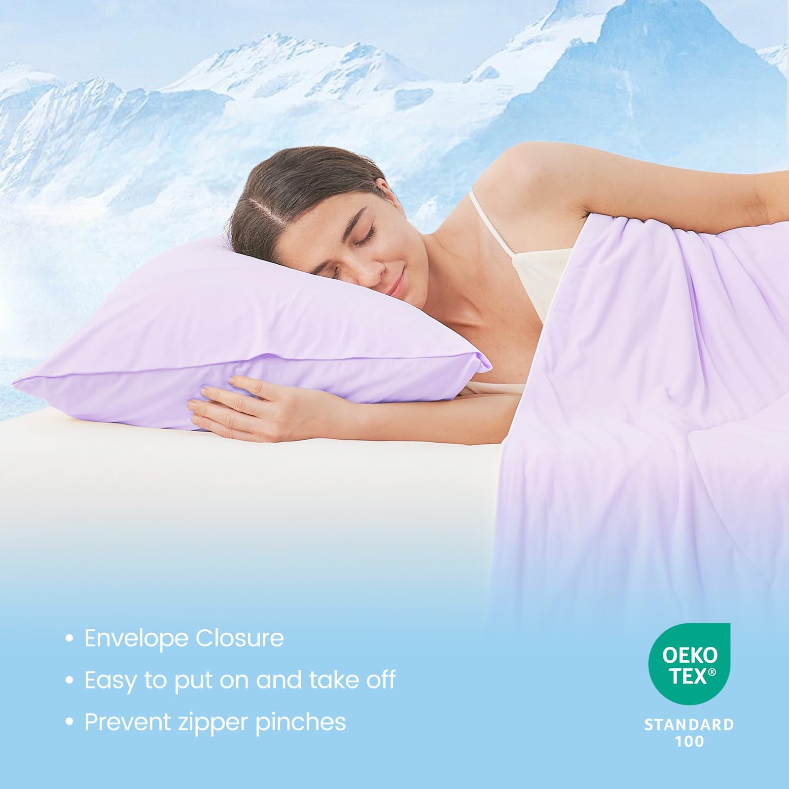 Cozy Bliss Cooling Pillowcases For Hot Sleepers, Q-Max 0.4 Standard Pillow Cases Envelope Closure For Night Sweats, Summer Breat