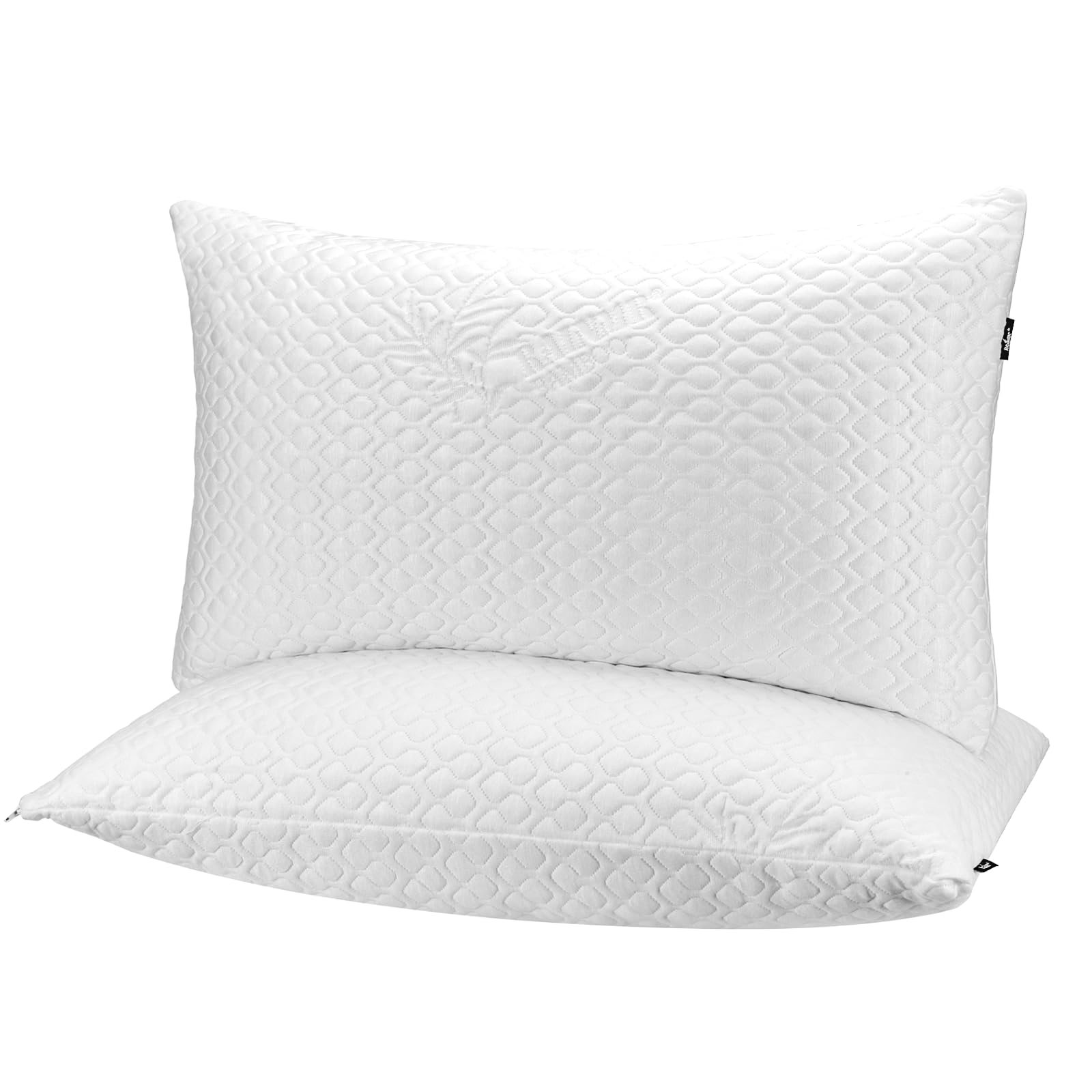 Rainmr Shredded Memory Foam Pillows For Sleeping, Adjustable Pillows King Size Set Of 2, Good For Side, Back Sleeper With Washab