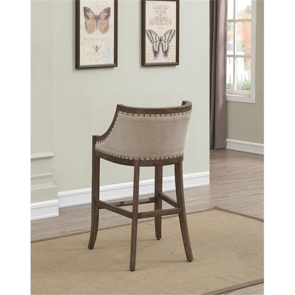 American Woodcrafters Michelle 30-Inch Stationary Warm Brown Wood Bar Stool