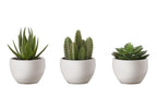 Monarch Specialties I 9555 Artificial Plant, 6' Tall, Succulent, Set of 3, Green Plants, White Pots