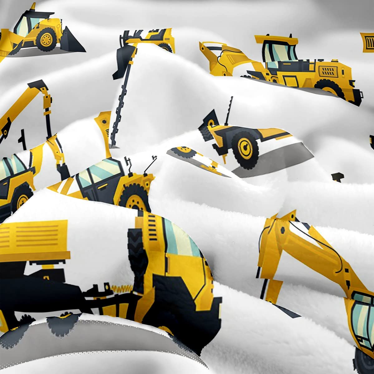 Feelyou Construction Site Fleece Throw Blanket Kids Toddler Excavator Truck Flannel Sherpa Blanket Soft Comfort Plush Blankets For Boys & Girls 50'X60'