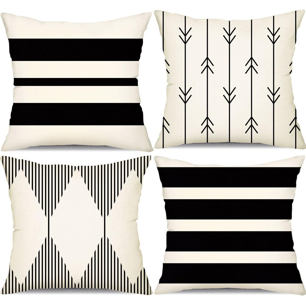 Dfxsz Outdoor Pillow Covers 18X18 Inch Set Of 4 Waterproof Modern Geometry Throw Pillows Outdoor Summer Waterproof Decor For Pat