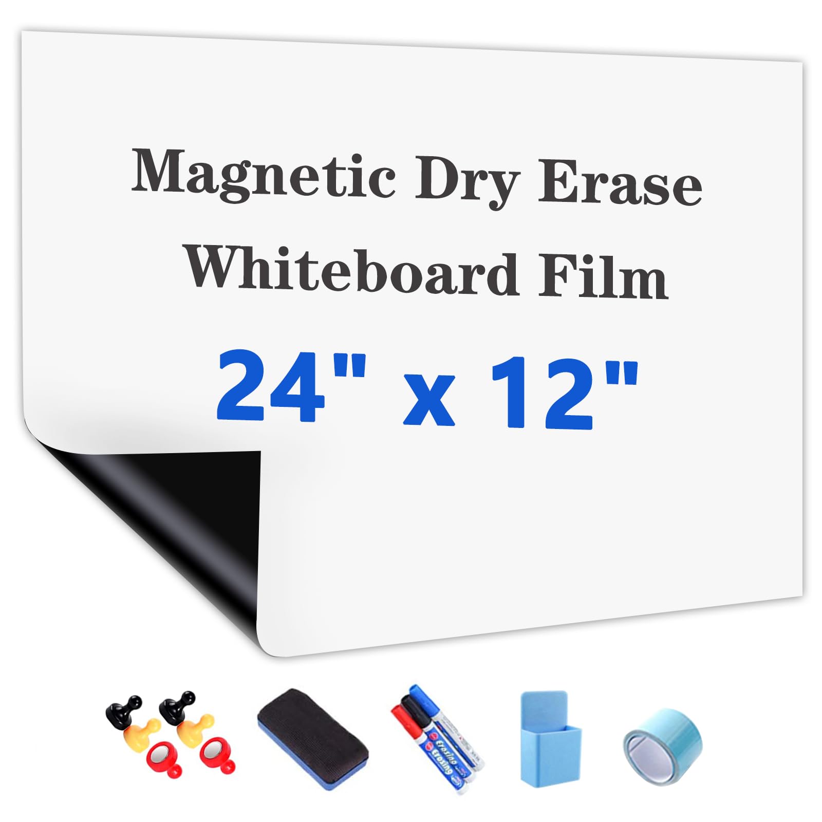 Jumuboard Magnetic White Board Film, 24' X 12' Dry Erase Board For Wall, Self Adhesive Whiteboard Paper Set For Office, Confer