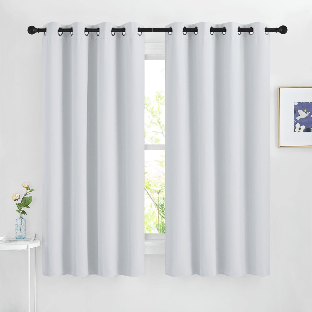 Nicetown Room Darkening Curtains For Living Room - Easy Care Solid Thermal Insulated Silver Grommet Light Blocking For Bedroom/K