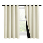 Nicetown Warm Curtains For Winter, Bedroom Full Blackout Curtain Panels, Great Job For Blocking Light, Complete Blackout Draperies With Black Liner For Night Shift (Beige, Set Of 2, 55 By 57-Inch)