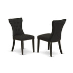 East West Furniture Anga5-Abk-24 5 Piece Dining Table Set For 4 Includes A Round Kitchen Table With Pedestal And 4 Black Linen Fabric Parsons Dining Chairs, 36X36 Inch, Wirebrushed Black