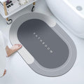 UCRAVO 1PCS Oval Bath Bathroom Rugs Mat Non Slip, Diatomaceous Earth Stone Farmhouse Water Absorbent Washable Thin Small Bathmat