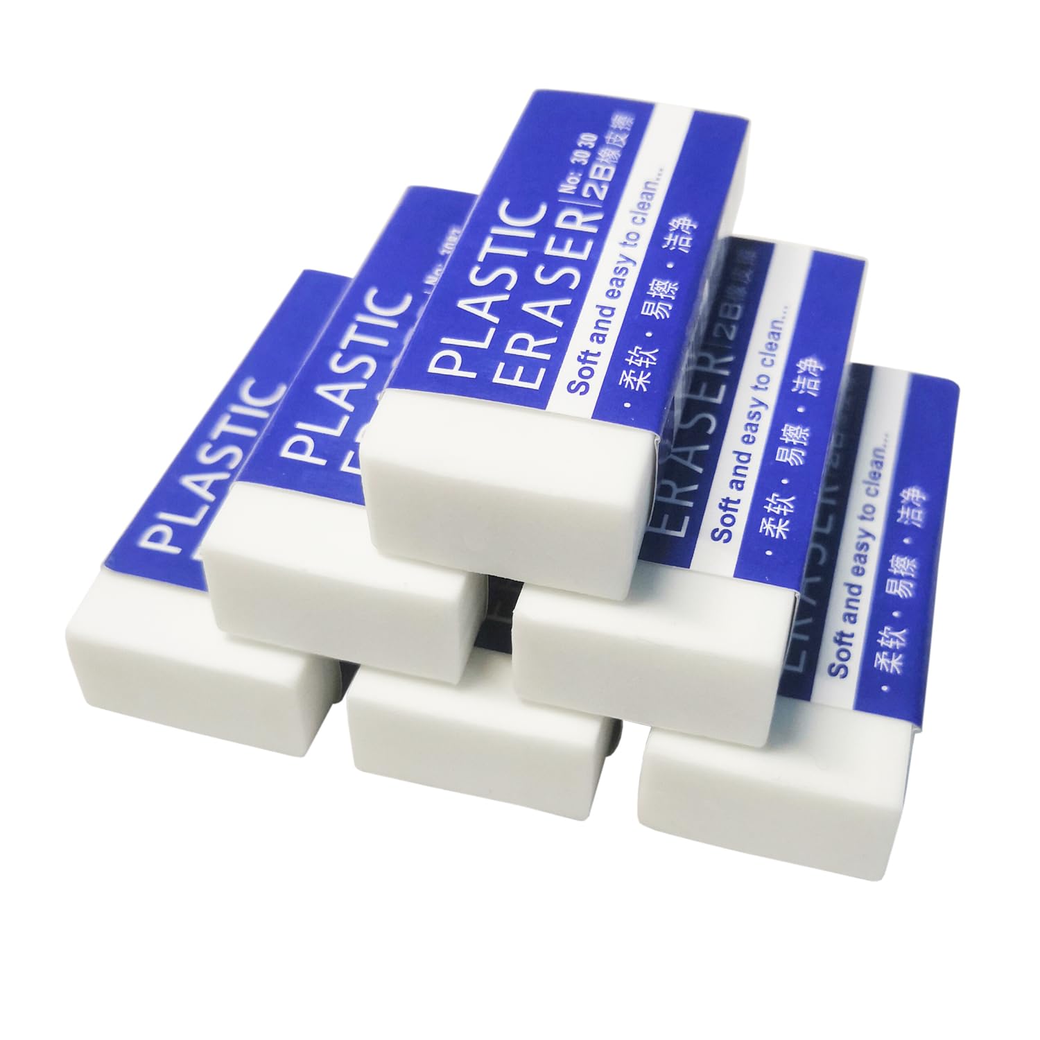 White Erasers 6 Pack Pencil Erasers White Erasers For Kids Bulk For Students School Supplies Office Prize Gifts (White 6 Pcs)