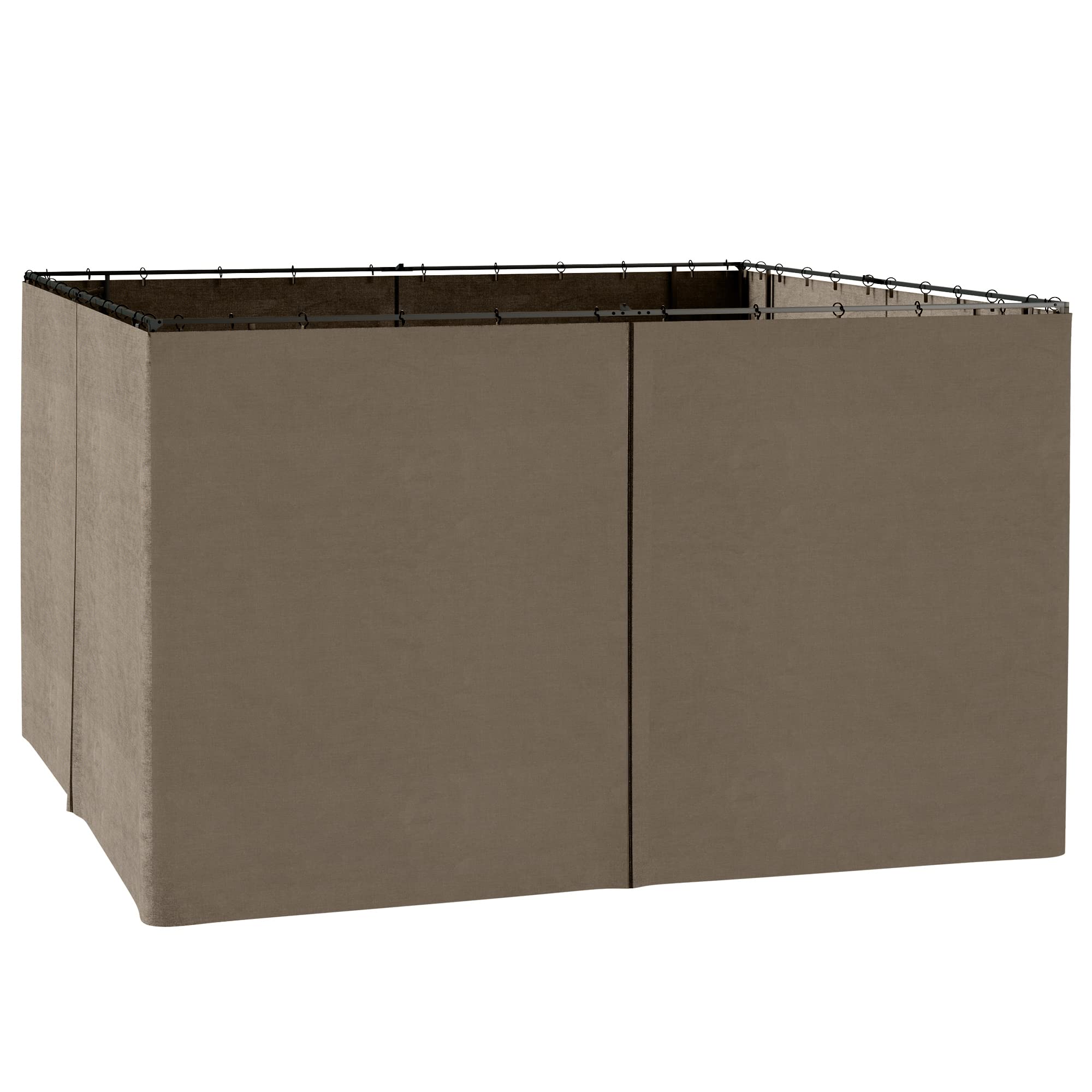 Outsunny 10' X 12' Universal Gazebo Sidewall Set With Panels, Hooks And C-Rings Included For Pergolas And Cabanas, Dark Brown