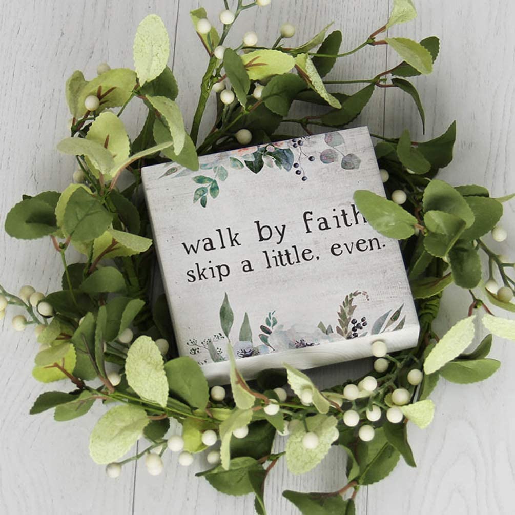 Simply Said, Inc Small Talk Sign 5.25' Wood Block Plaque - Walk By Faith, Skip A Little, Even