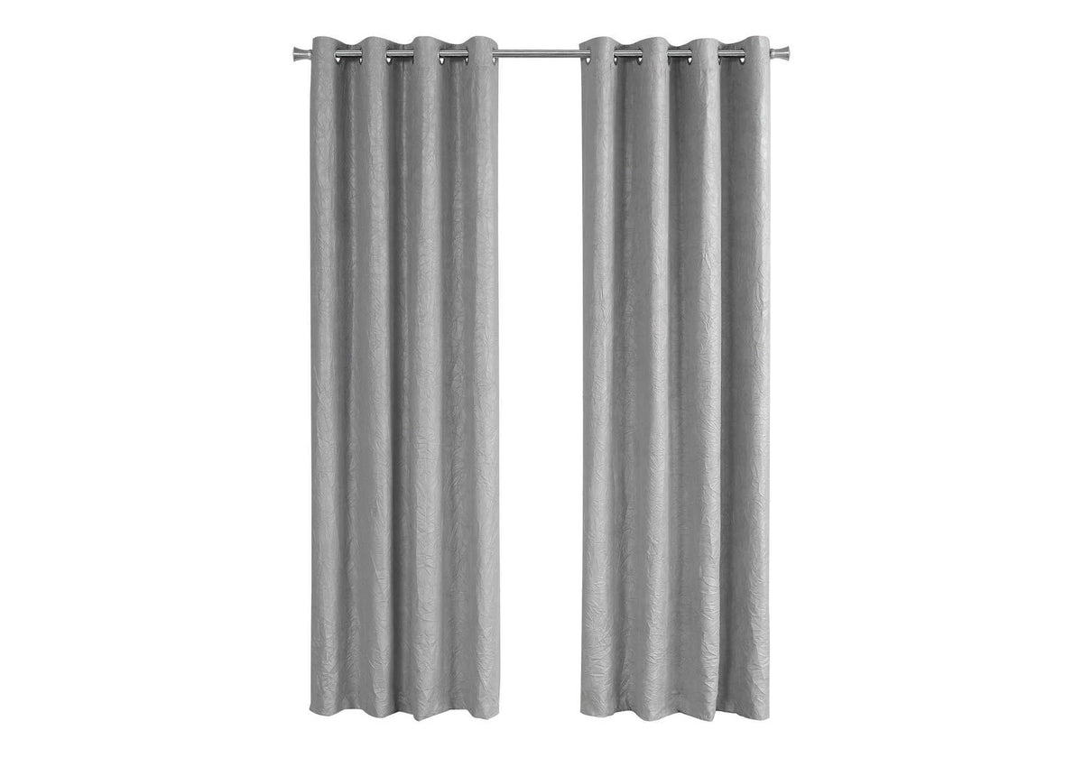 Monarch Specialties Curtain Panel Room Darkening, Micro Suede, Wrinkled Finish 84&quot;H Silver