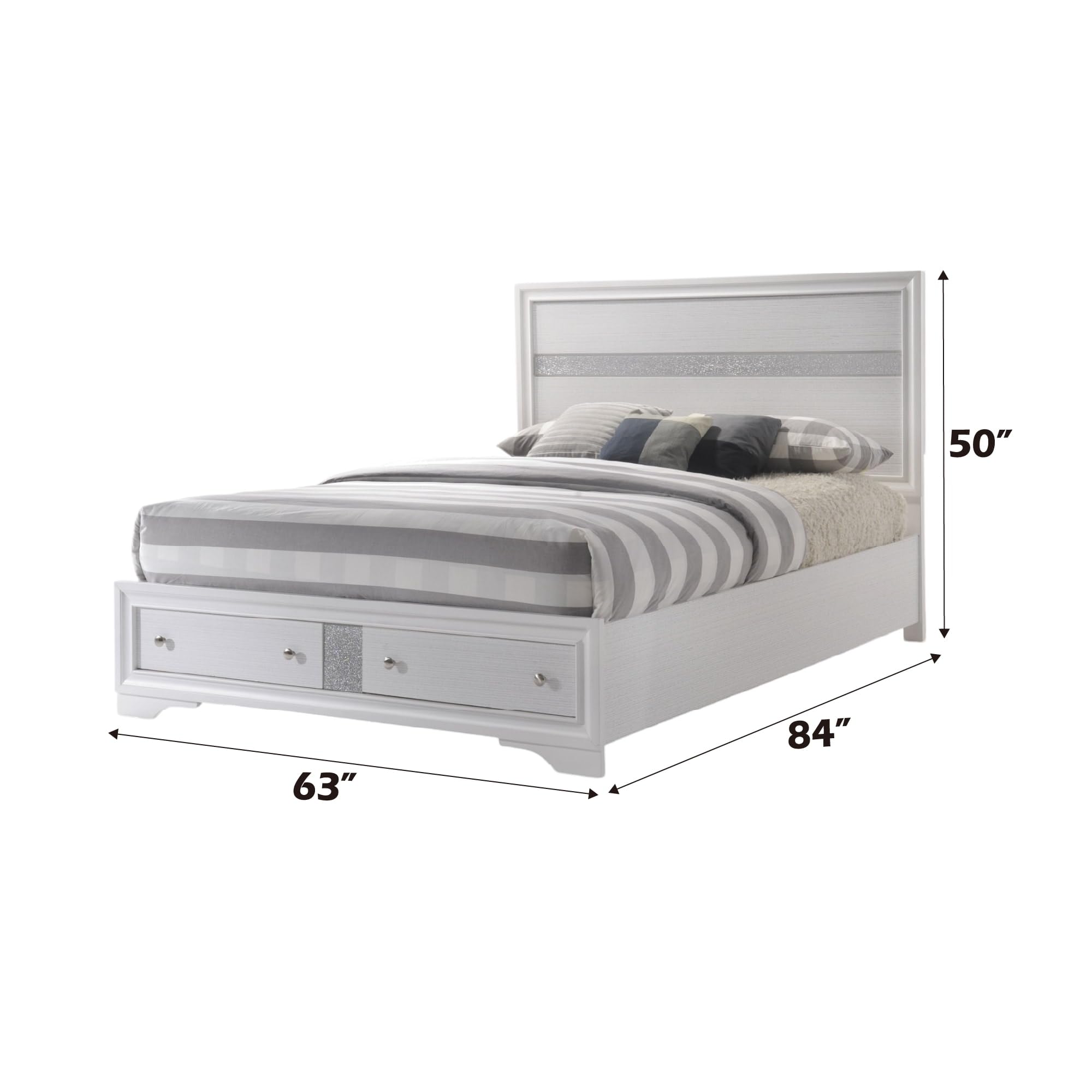 Acme Naima Queen Wooden Storage Bed in White