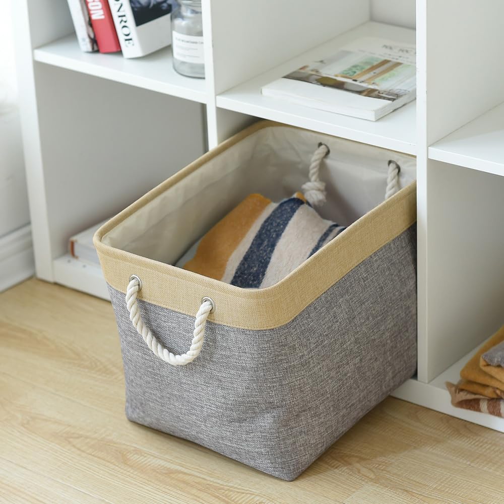 Thewarmhome Storage Basket For Organizing - Fabric Large Cubes 3 Pack 16X12X12 Inch Baskets, Cube Storage Bin For Shelves Organi