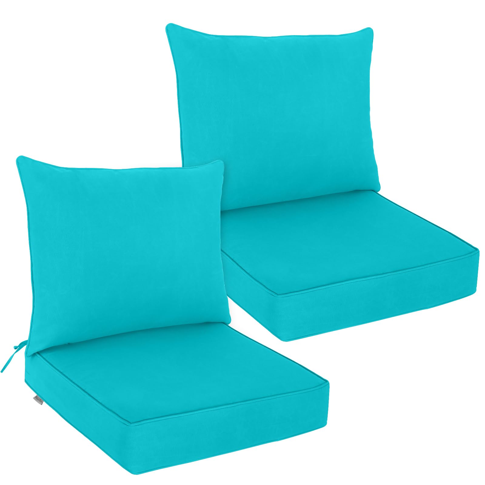 Eagle Peak Outdoor Deep Seat Patio Seat Cushion Set, 25 X 25 X 5 Inch, 2-Piece Back Chair Cushion, Set Of 2, Blue