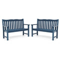 Outdoor Benches Set Of 2, 2-Person All-Weather Hips Garden Bench With 800 Lbs Weight Capacity, Never Rot Or Fade, Blue