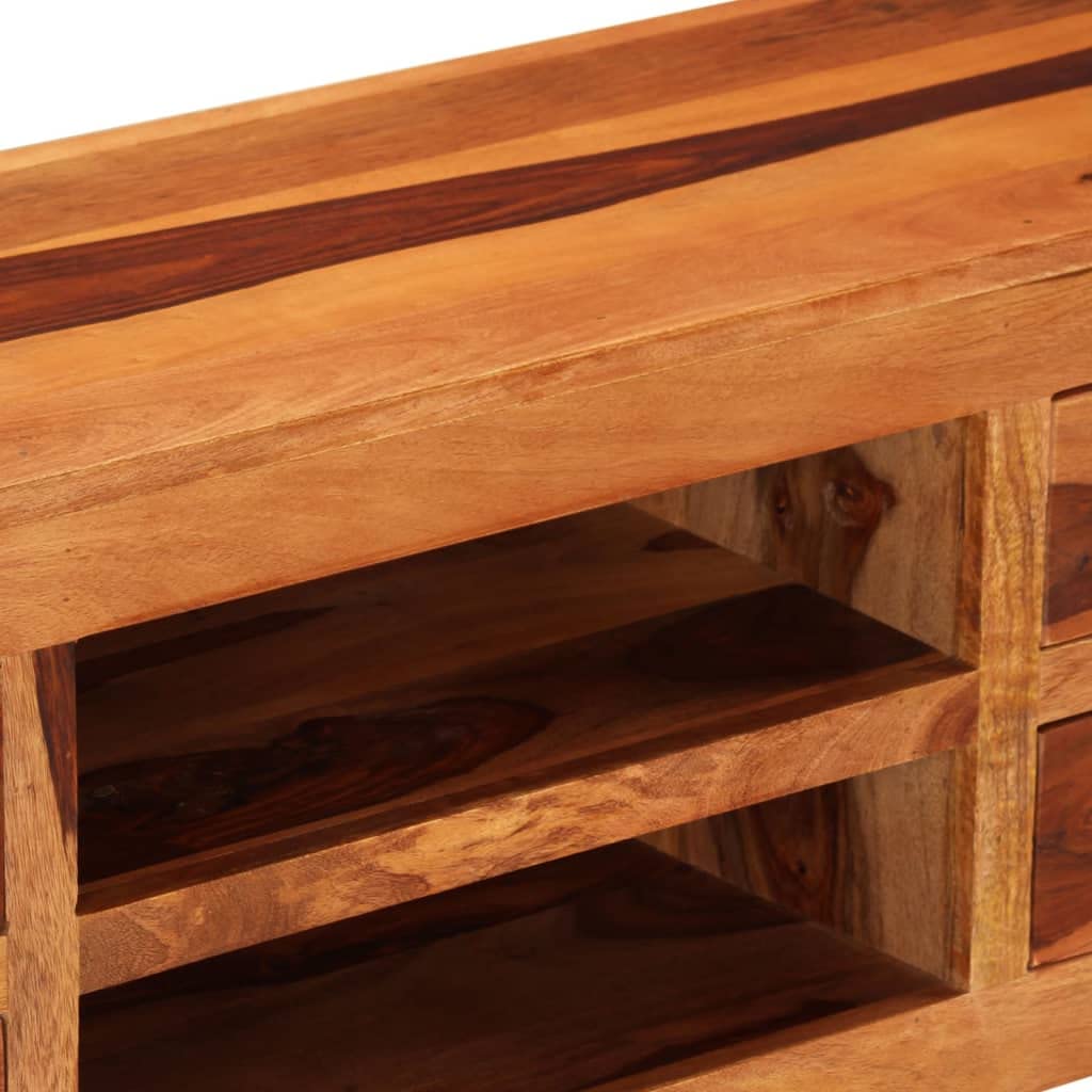 vidaXL Solid Wood TV Stand Sheesham - 43.3&quot;x11.8&quot;x15.7&quot;, Exquisite Craftsmanship, Fully Handmade, Stylish and Functional Design, No Assembly Required, Safety Assured