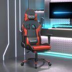 vidaXL Adjustable Gaming Chair with Footrest and Rolling Castors, Luxurious Faux Leather in Black and Red, Sturdy Metal and Plywood Frame