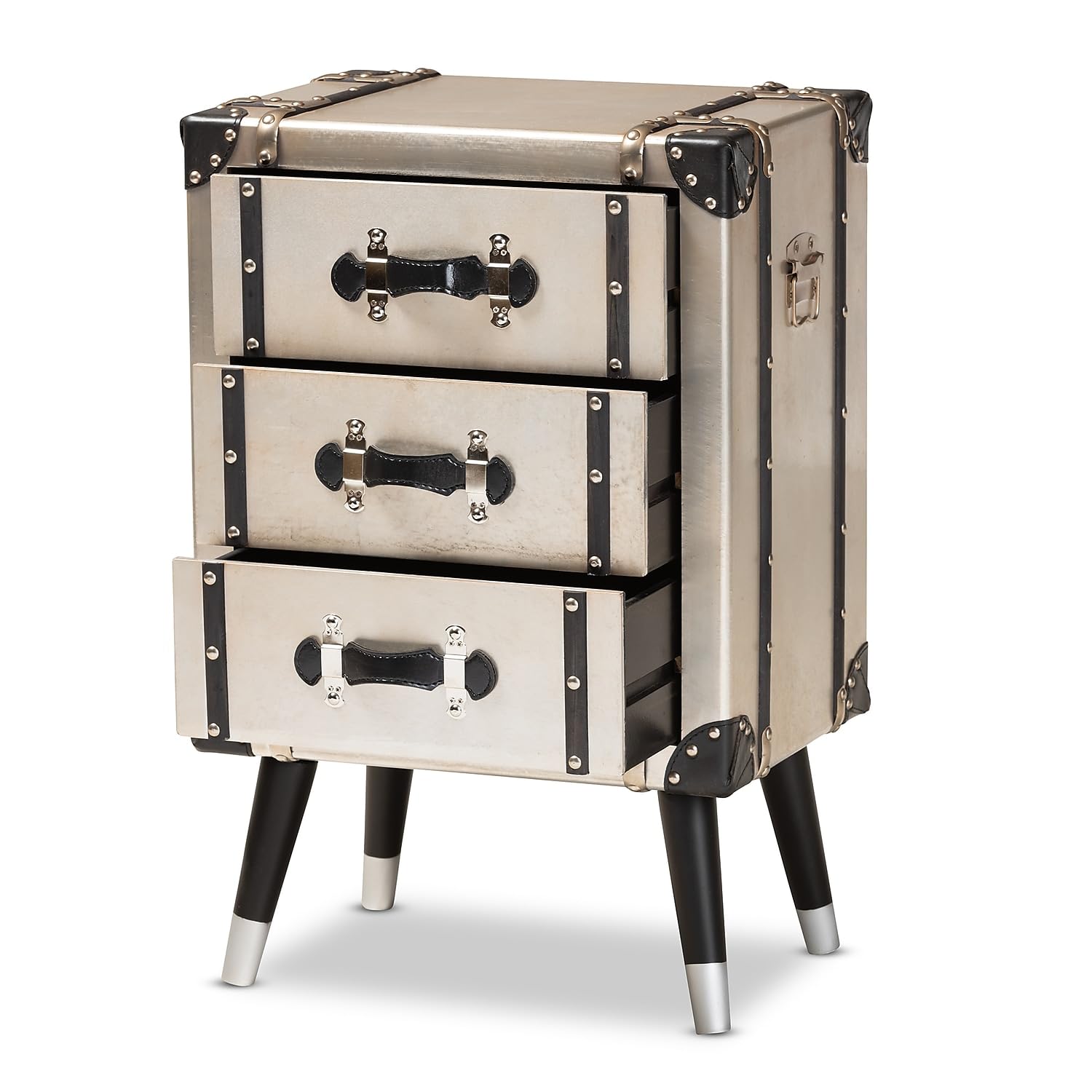 Baxton Studio Dilan 3-Drawer Nightstand - Thumbnail 5